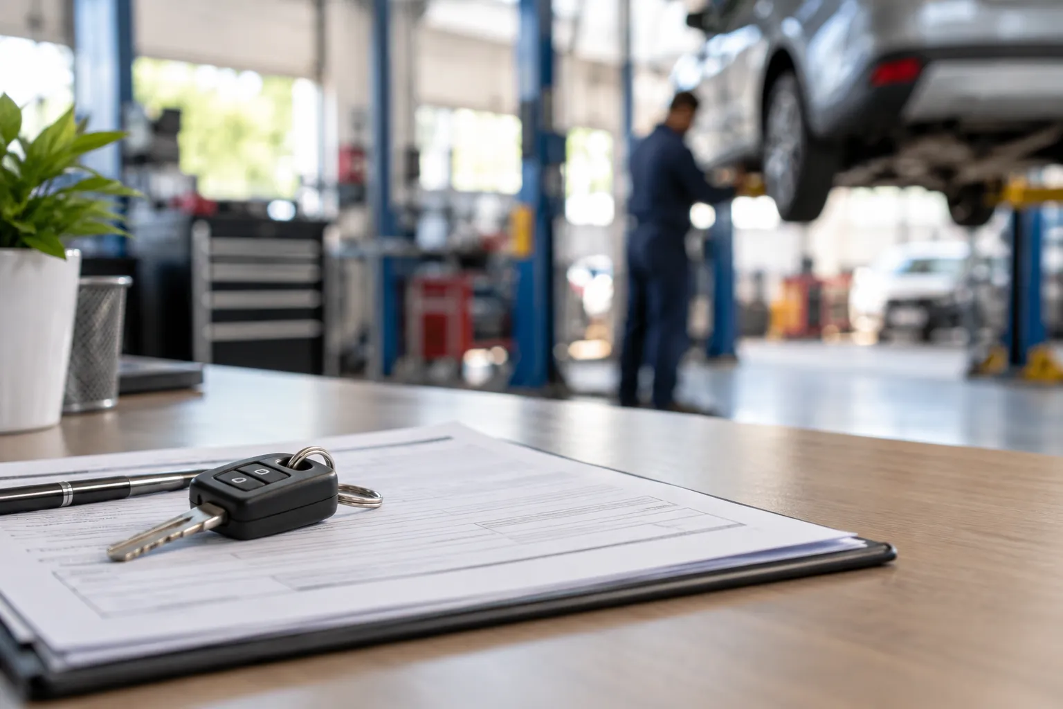 Vehicle keys and repair paperwork